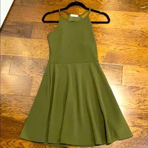 Army green flare dress